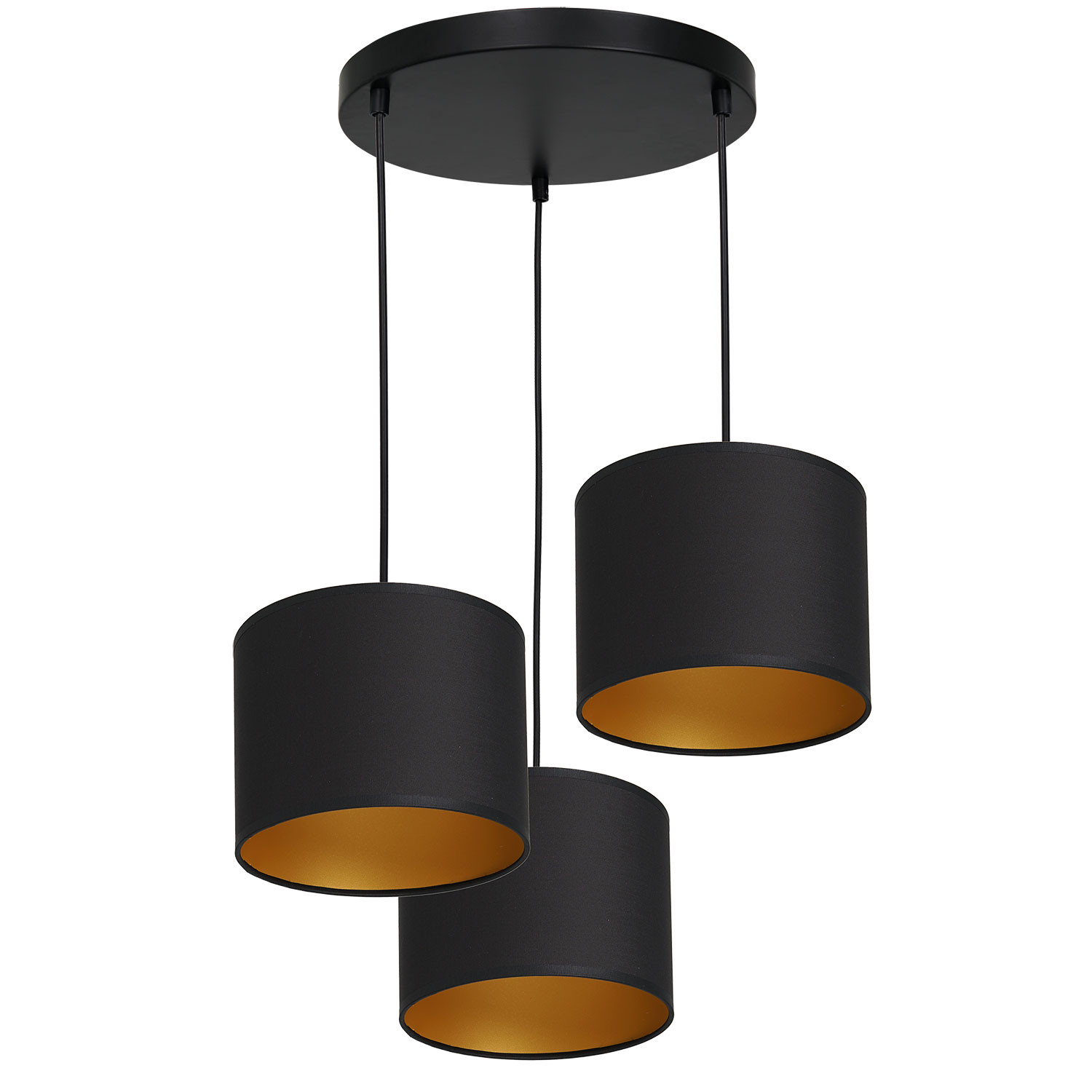Luminex Arden 3494 Lampa wisząca zwis 3x60W E27 czarny/złoty