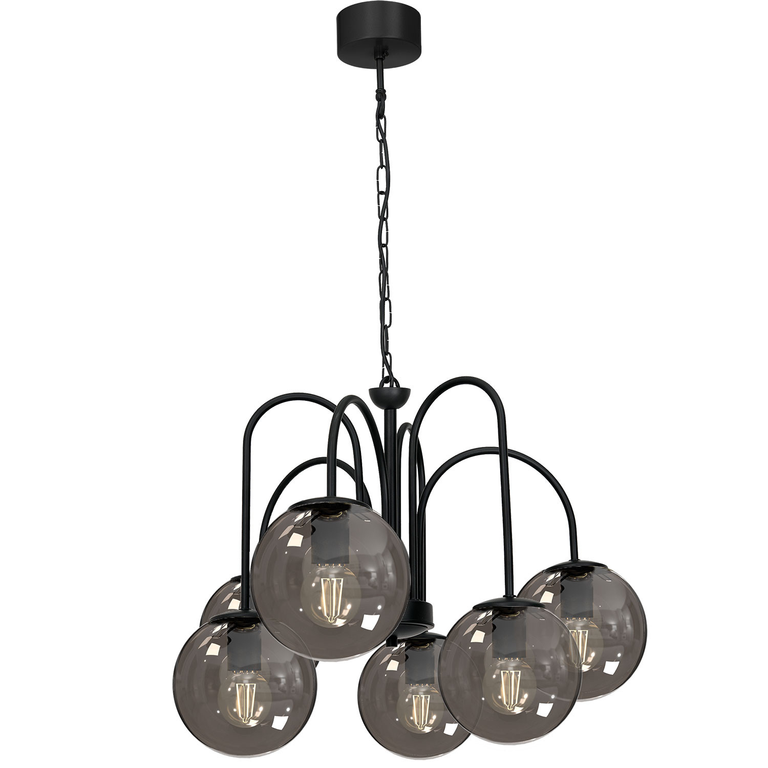 Luminex Cambridge 3697 lampa wisząca zwis 6x60W E27 czarny/dymiony
