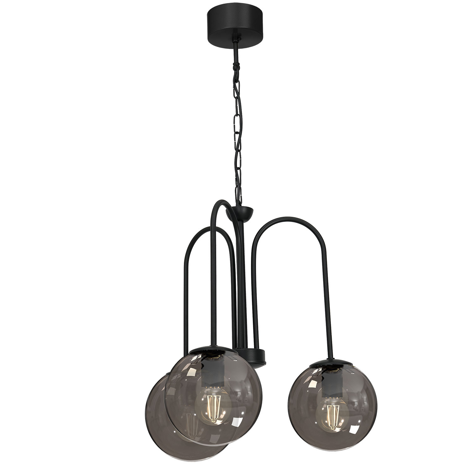 Luminex Cambridge 3696 lampa wisząca zwis 3x60W E27 czarny/dymiony