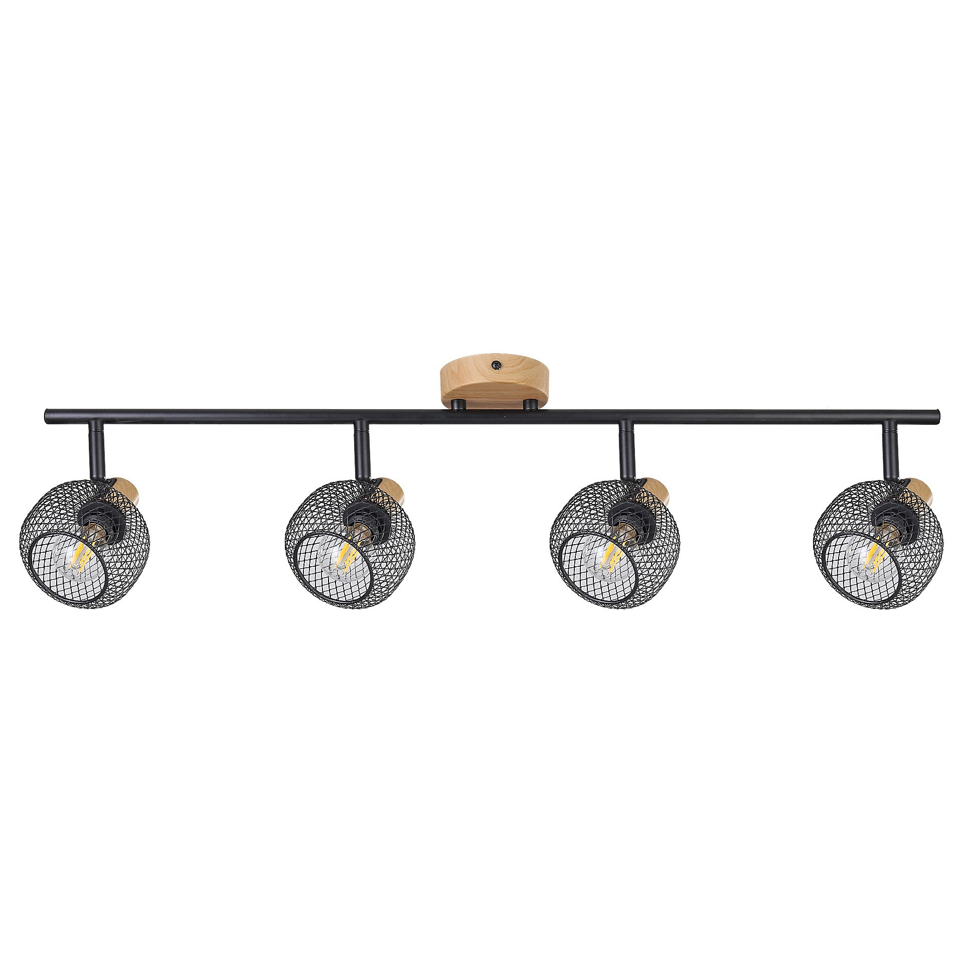Rabalux Grendel 3130 plafon lampa sufitowa 4x40W E14 czarny/drewniany