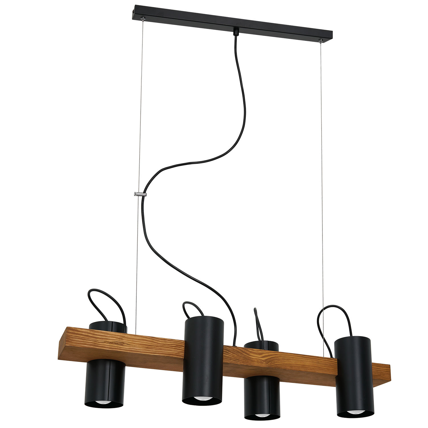 Luminex Gudrun 3276 Lampa wisząca zwis 4x60W E27 czarny/naturalny