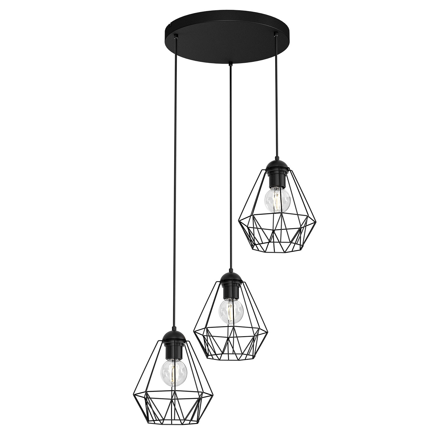 Czarna lampa wisząca na okrągłej podstawie LX 0606 z serii BERGEN