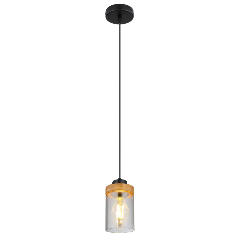 Globo Finca 15557H lampa wisząca zwis 1x40W E27 dymiona/drewniana