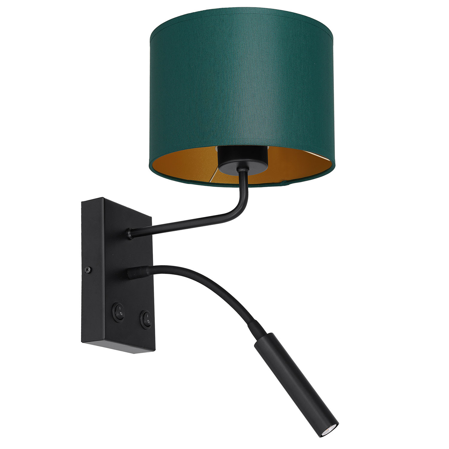 Luminex Arden 3544 kinkiet lampa ścienna 2x8W+60W G9+E27 czarny/zielony/złoty