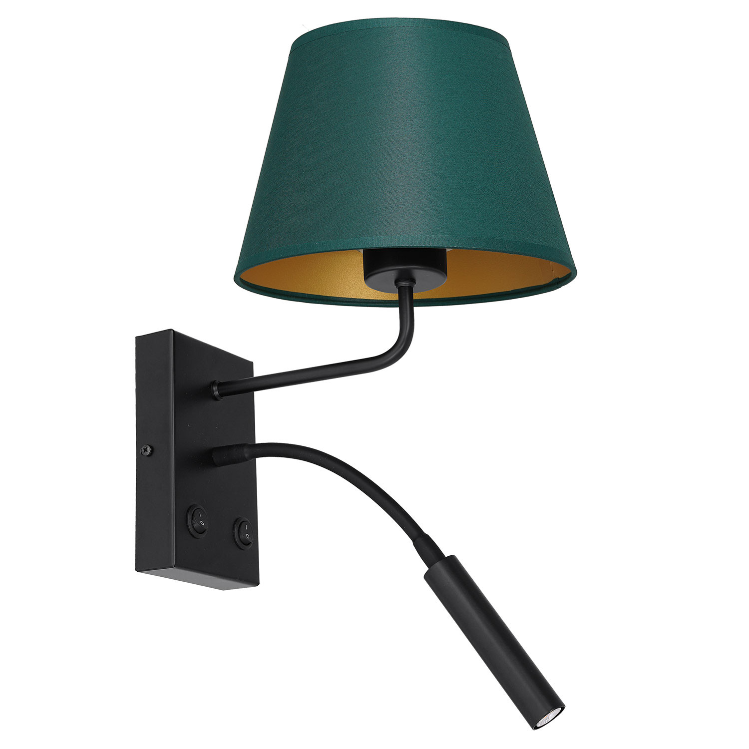 Luminex Arden 3558 kinkiet lampa ścienna 2x8W+60W G9+E27 czarny/zielony/złoty