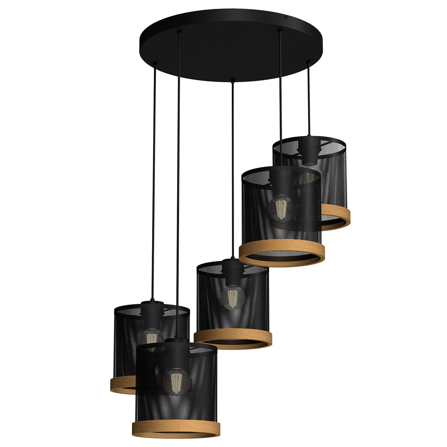 Luminex Beril 3747 lampa wisząca zwis 5x60W E27 czarny/naturalny