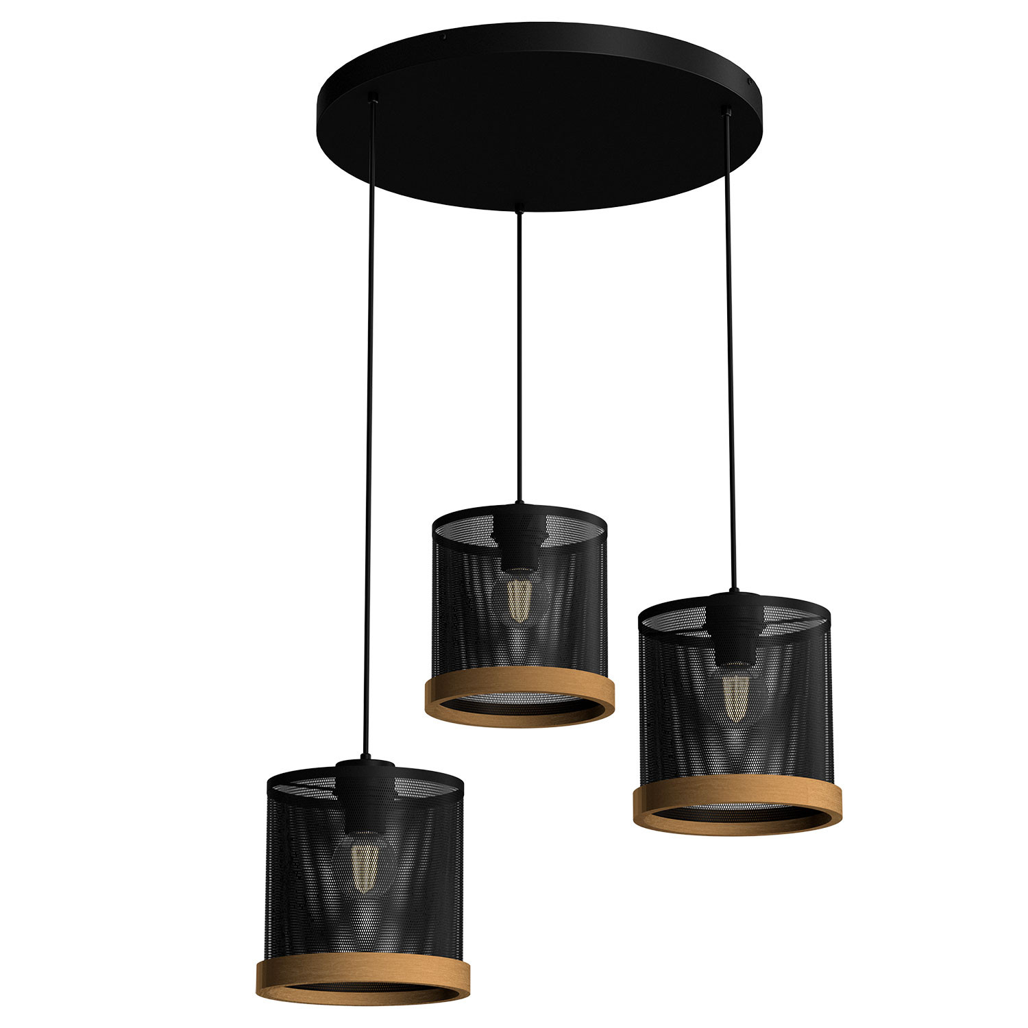 Luminex Beril 3746 lampa wisząca zwis 3x60W E27 czarny/naturalny