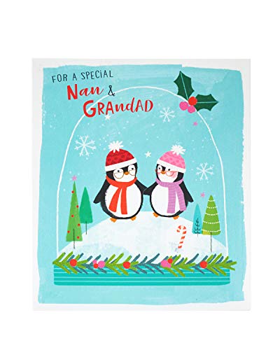 UK Greetings Kartka świąteczna 'Nan and Grandad' - kartka świąteczna dla dziadków - wzór z uroczym Pengiun