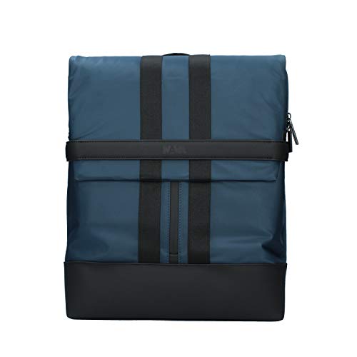 NAVA DESIGN - Zaaranżowany plecak z Patella, z uchwytem PC i ekranem RFID, kolor czarny/niebieski olej - Wymiary 43 x 33 x 11 cm