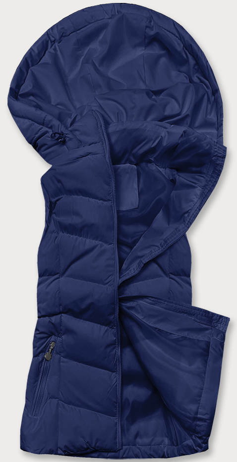 PUCHOWA KAMIZELKA DAMSKA Z KAPTUREM GRANATOWA (5M720-215) - J.STYLE