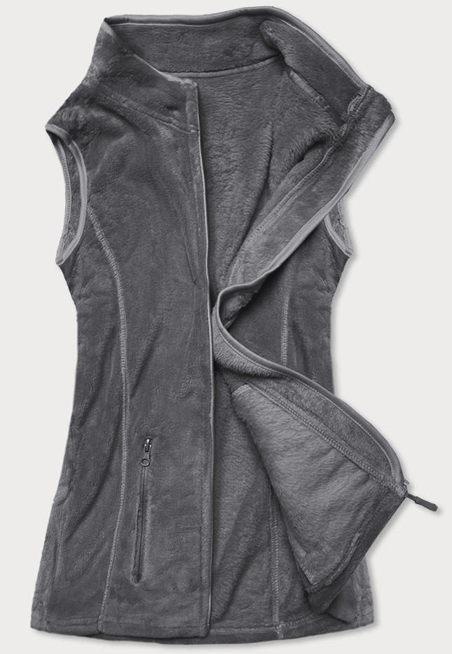 PLUSZOWA KAMIZELKA DAMSKA CIEMNO SZARA (HH003-2) - J.STYLE