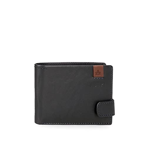Adept MAX Poziomy portfel z zapięciem na kliknięcie niebieski 11x8,5x1 cm Skóra, Niebieski, Poziomy portfel z zamknięciem kliknięcia