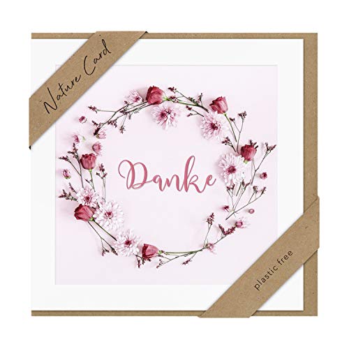 bsb Kartka z życzeniami Kartka z podziękowaniem Ogólna - Naturalna Card - Wieniec z kwiatów - koperta papier typu kraft