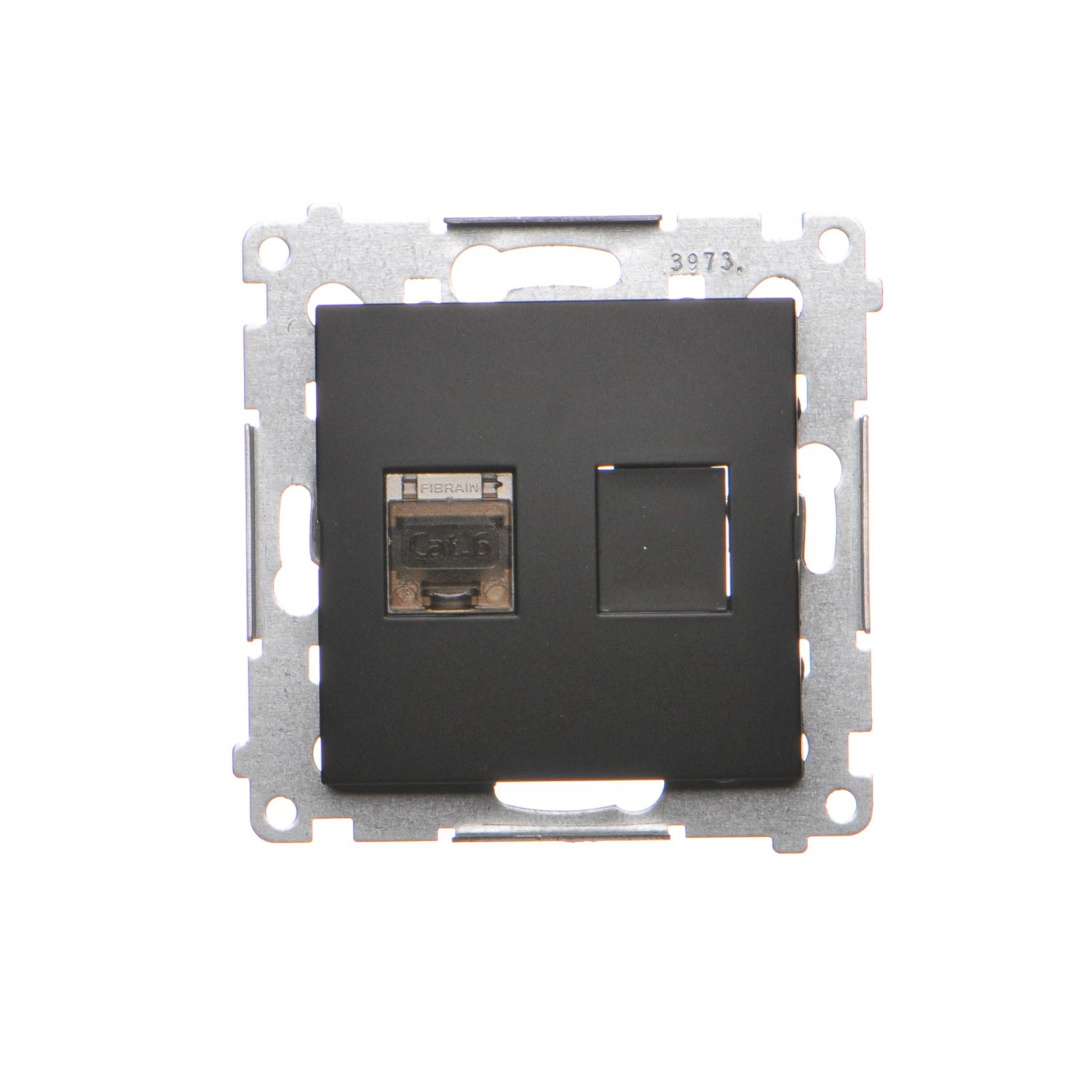 Kontakt Simon Simon 54 Gniazdo komputerowe pojedyncze RJ45 kategoria 6 ekranowane z przesłoną przeciwkurzową (moduł) czarny mat D61E.01/49 D61E.01/49