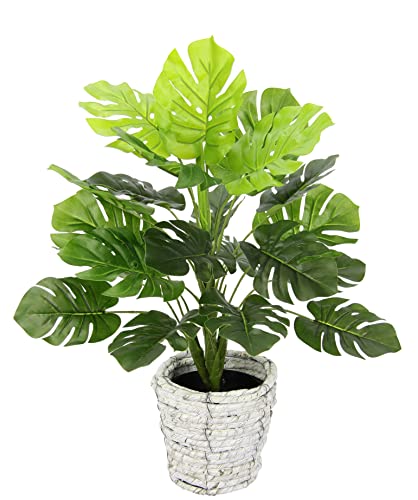 Sztuczna roślina Splitphilo z doniczką, monstera, dekoracja, sztuczna roślina jedwabna, prawdziwe w dotyku, zielona, sztuczna roślina, roślina ozdobna, duża, zielona, biurowa