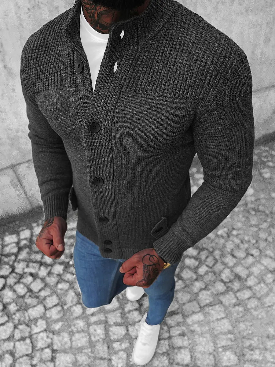 Sweter męski kardigan grafitowy OZONEE NB/MM6011/3 - Ozonee