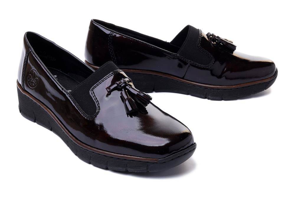 RIEKER 53751-35 red, półbuty/mokasyny damskie - Rieker