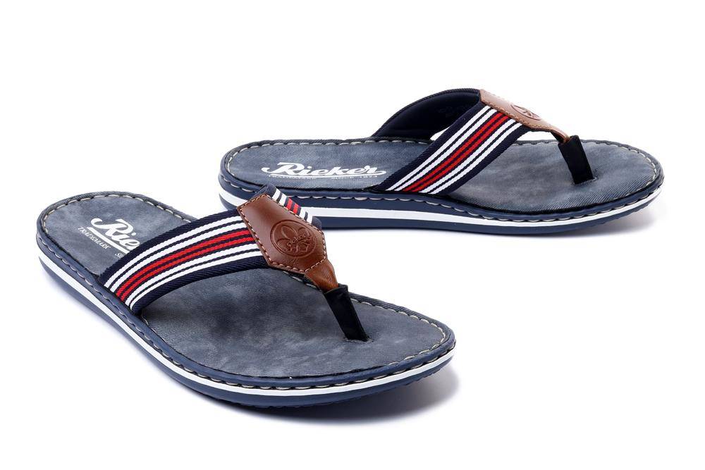 RIEKER 21076-14 blue combination, klapki/japonki męskie - Rieker