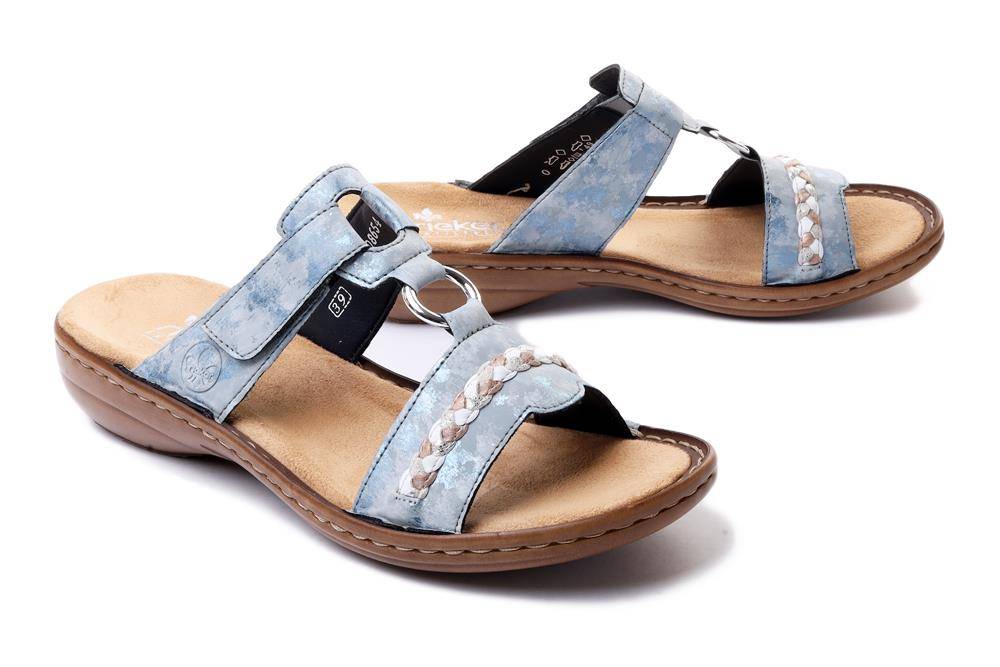 RIEKER 60888-12 blue, klapki damskie - Rieker