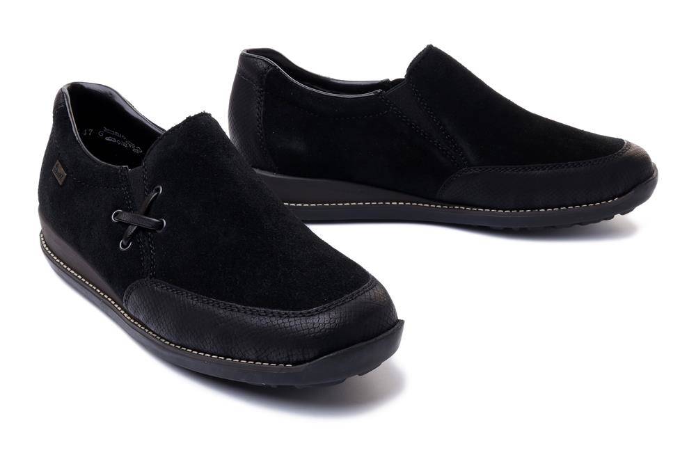 RIEKER TEX 44259-00 black, półbuty/mokasyny damskie - Rieker