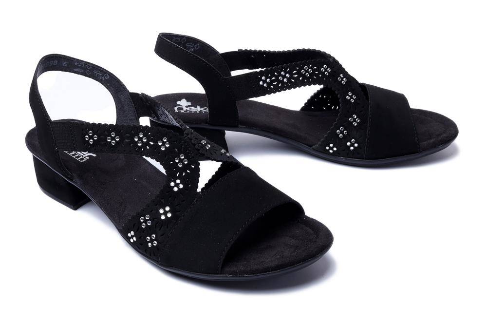 RIEKER V6216-00 black, sandały damskie - Rieker