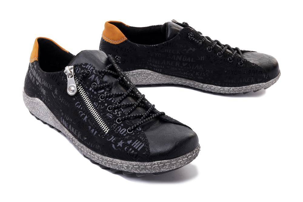 RIEKER L7560-00 black, półbuty damskie - Rieker