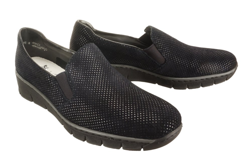 RIEKER 53766-18 blue, półbuty damskie - Rieker