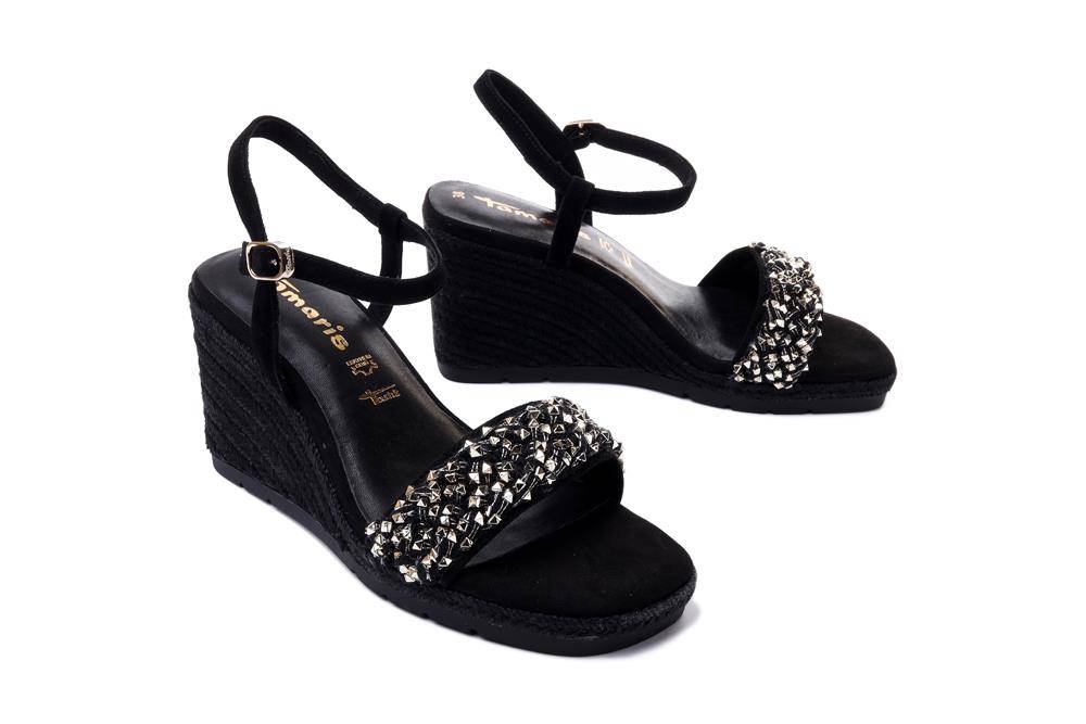 TAMARIS 28380-38 023 black/glam, sandały damskie - Tamaris