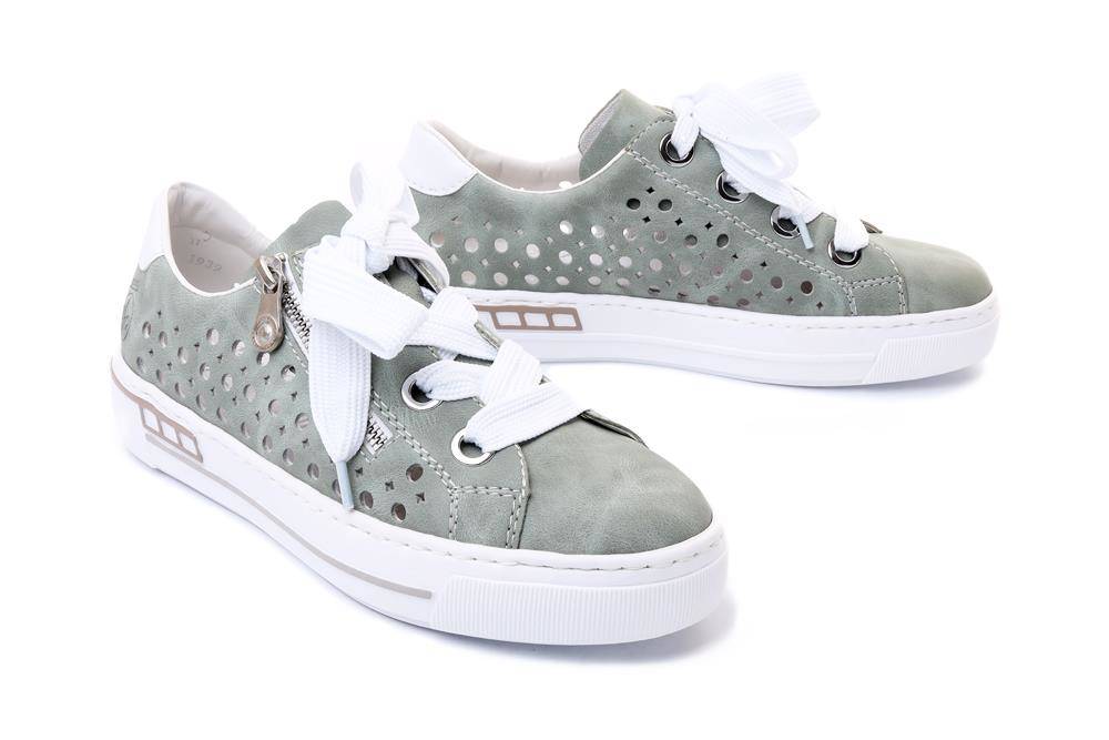 RIEKER SNEAKER L8845-52 green, półbuty damskie - Rieker