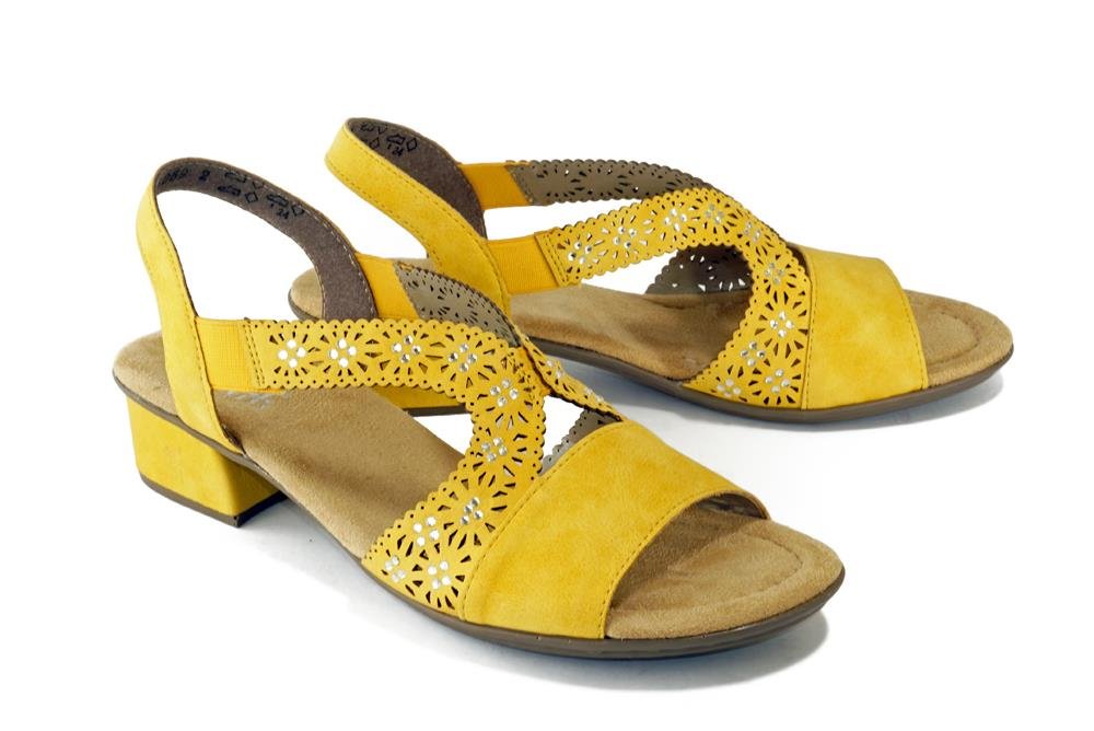 RIEKER V6216-68 yellow, sandały damskie - Rieker