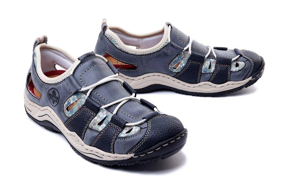 RIEKER L0561-14 blue, półbuty damskie - Rieker