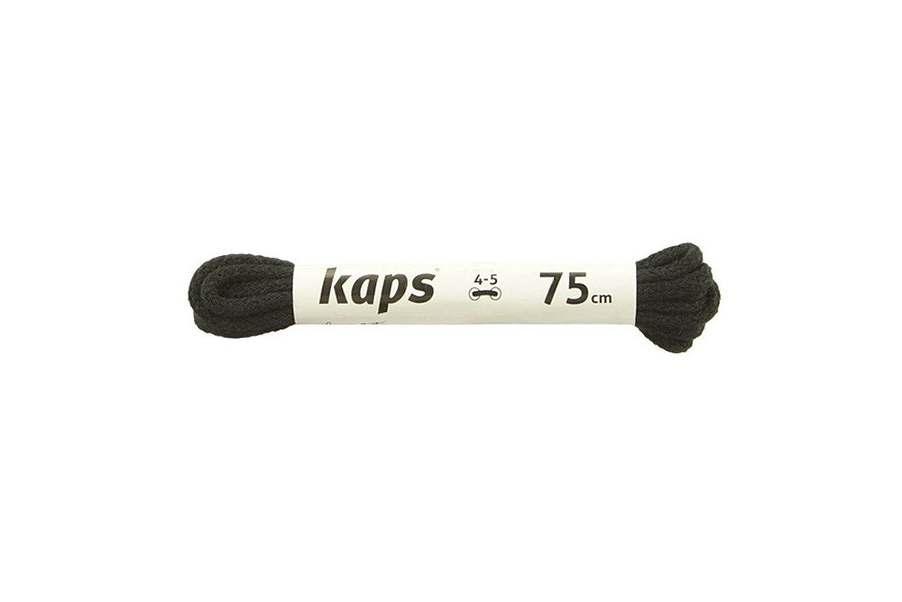KAPS sznurowadła 75 cm 09_075_100_0091 czarny, sznurowadła bawełniane, okrągłe, cienkie - Kaps