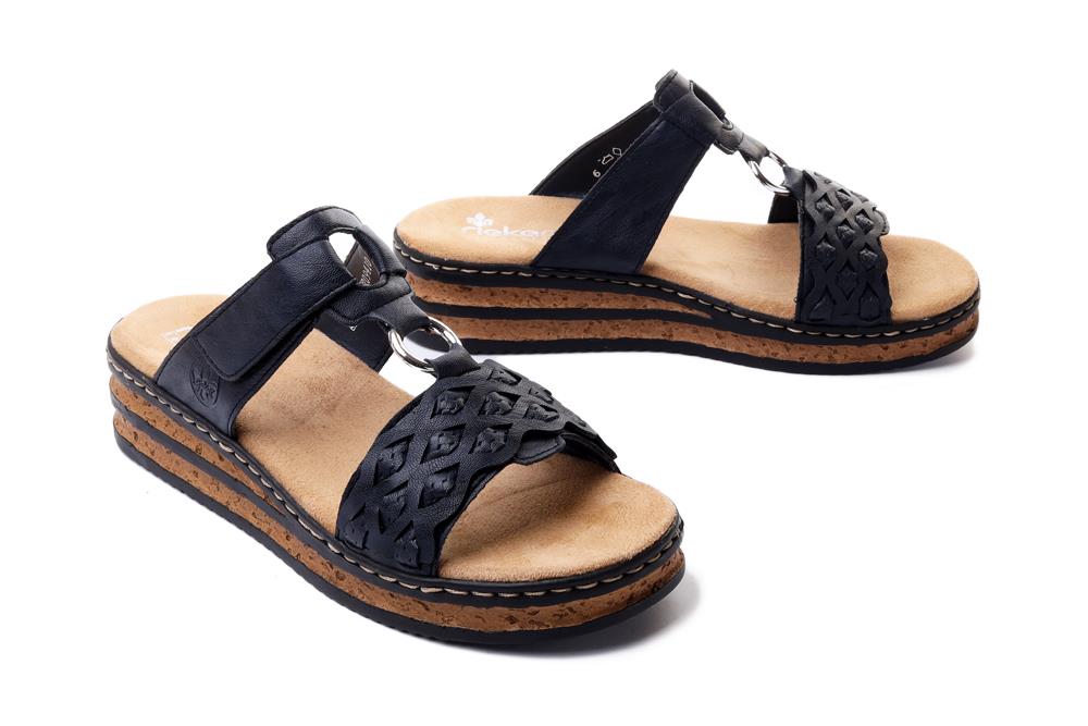 RIEKER 629K9-14 blue, klapki damskie - Rieker