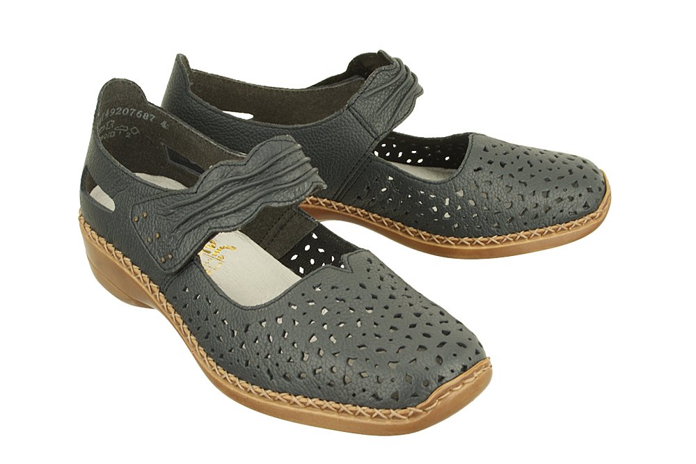 RIEKER 41399-14 blue, półbuty letnie damskie - Rieker