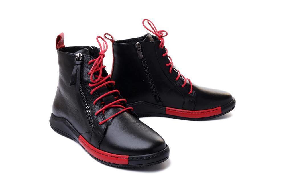 MANITU 990044-01 schwarz/rot, trzewiki damskie - Manitu