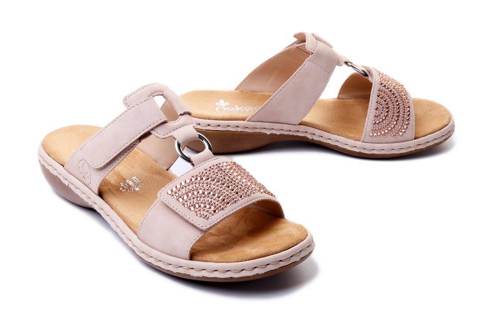 RIEKER 65980-31 rose, klapki damskie - Rieker