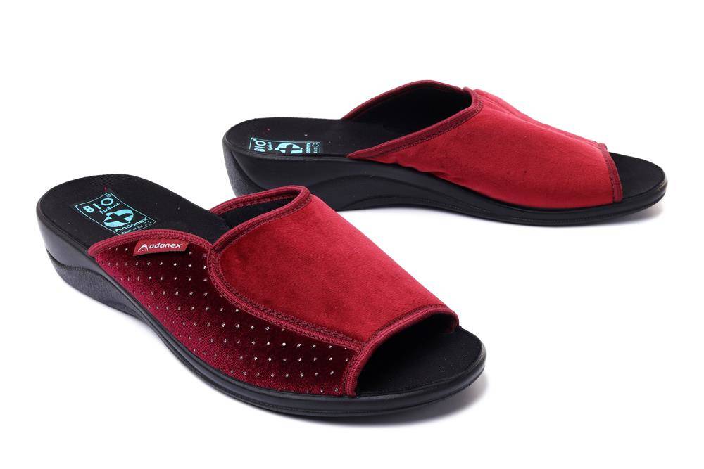 ADANEX SIK5 SILVIA 26689 BO/CZ bordowy/czarny, kapcie/klapki damskie - Adanex
