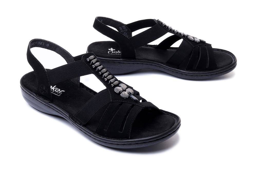 RIEKER 60806-00 black, sandały damskie - Rieker