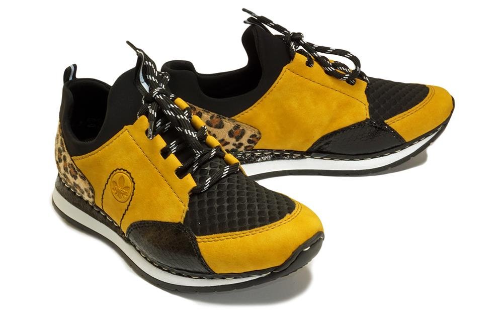 RIEKER N3083-68 sneaker yellow combination, półbuty damskie - Rieker