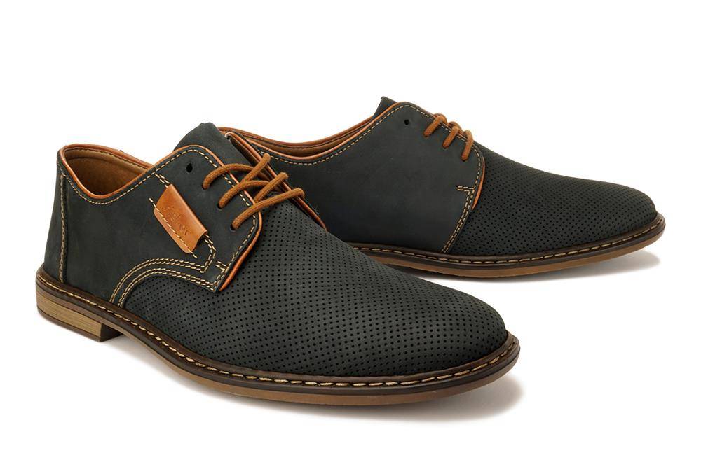RIEKER 13439-14 blue, półbuty męskie - Rieker