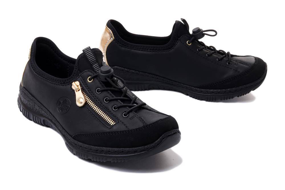RIEKER N3269-00 black, półbuty damskie - Rieker