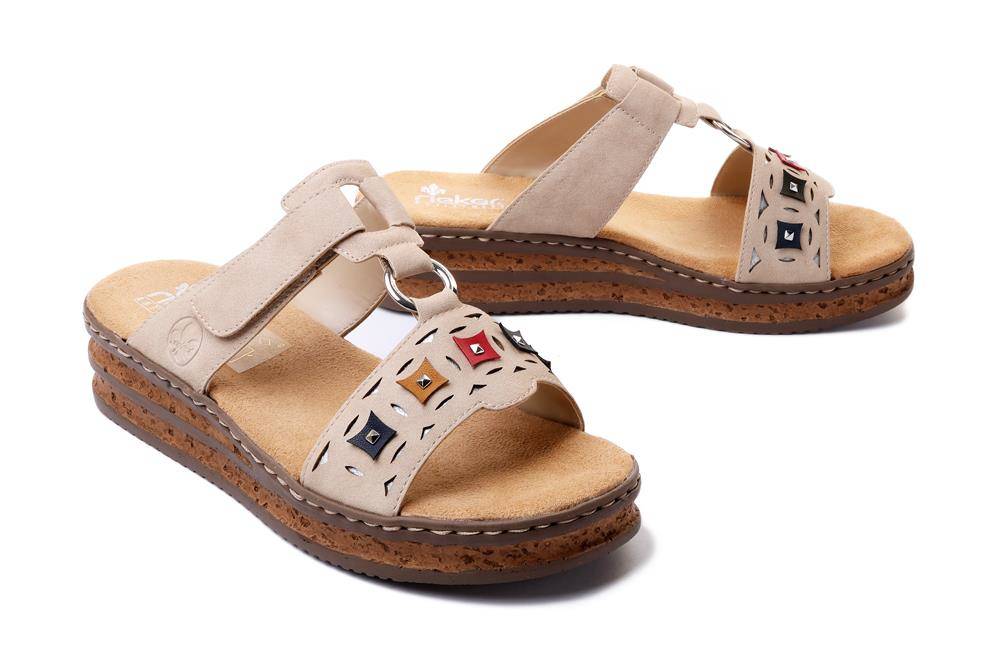 RIEKER 62924-60 beige, klapki damskie - Rieker