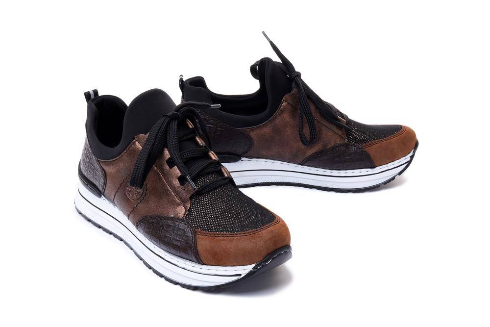 RIEKER SNEAKER N6983-24 brown combination, półbuty damskie - Rieker