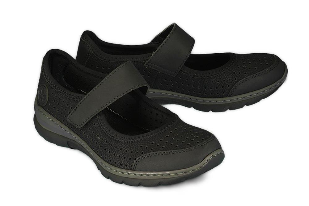 RIEKER L32B5-00 black, półbuty damskie - Rieker