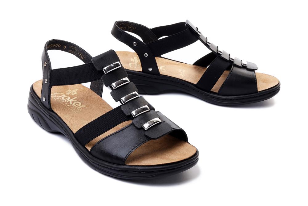 RIEKER 64580-00 black, sandały damskie - Rieker