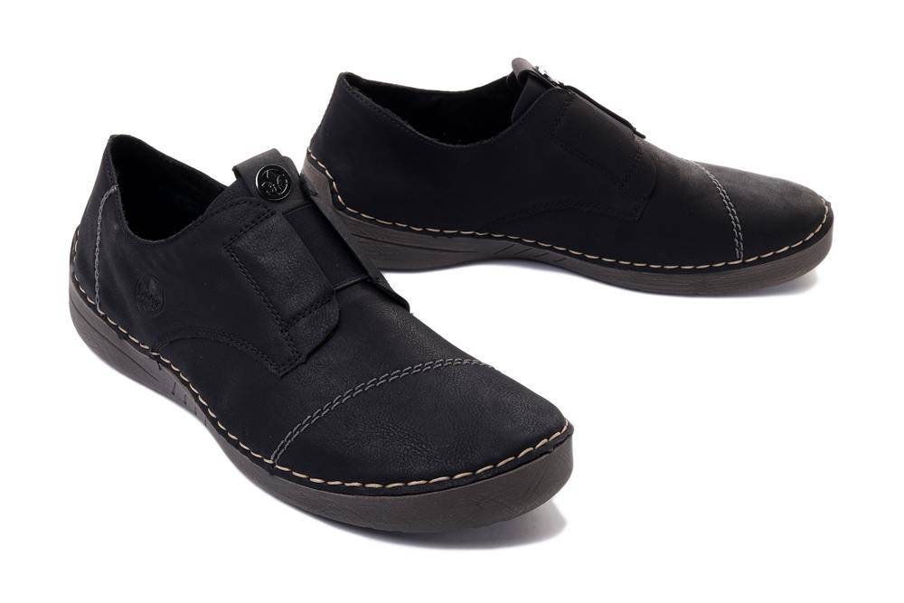 RIEKER 52579-00 black, półbuty damskie - Rieker