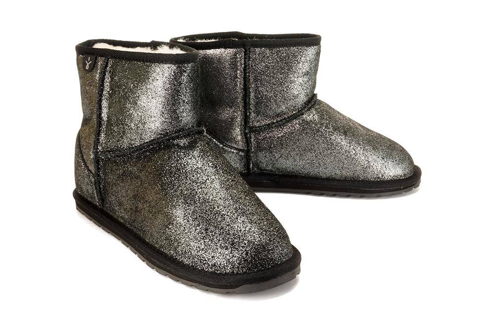 EMU AUSTRALIA T12358 WALLABY MINI METALLIC TEENS black, botki damskie - Emu Australia