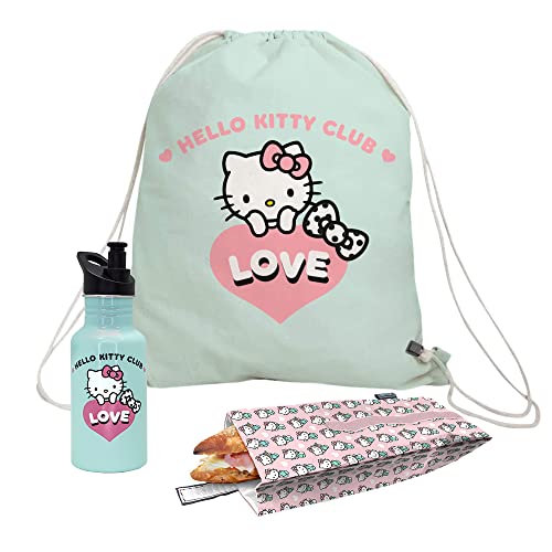 NERTHUS FIH 962 Set Hello Kitty Torba na kanapkę + plecak + ultralekka aluminiowa butelka 500 ml