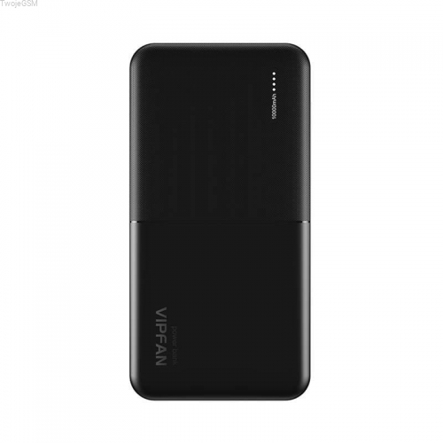 Vipfan Powerbank Ultra-Thin F04 10000mAh, 2x USB (czarny)