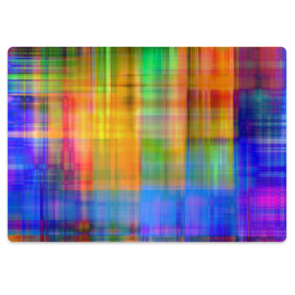 Mata na podłogę pod krzesło Kolorowa krata 100x70 cm